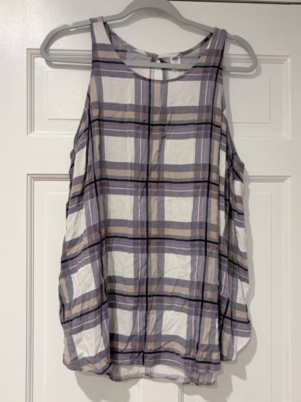 Lavender and Cream Plaid Tank Top XL